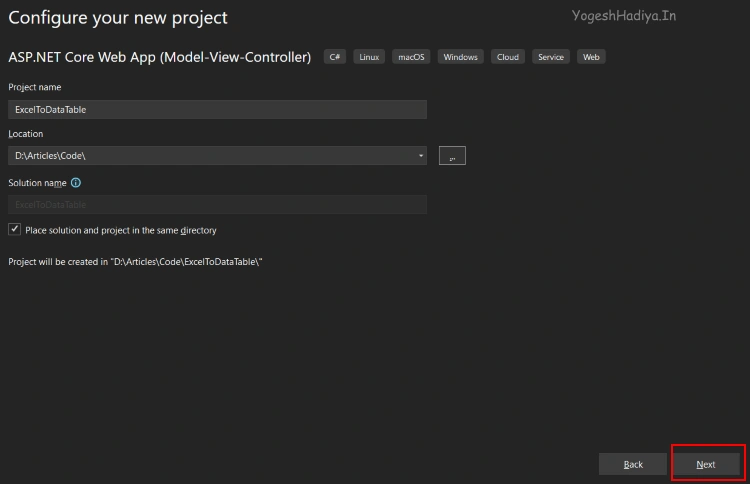 Convert Excel to Data Table in ASP.Net Core Using EP Plus