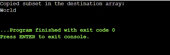 Array subset copy