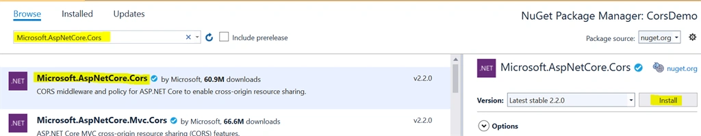CORS In .NET Core