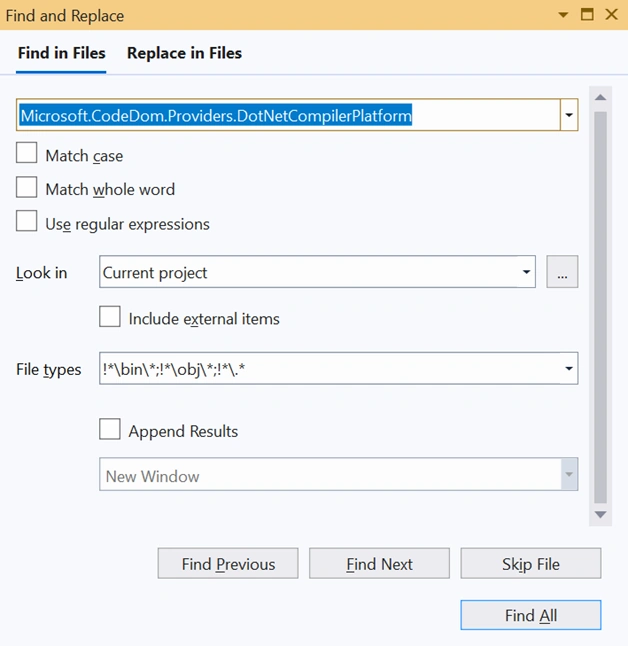 Could not find a part of the path ... bin\roslyn\csc.exe