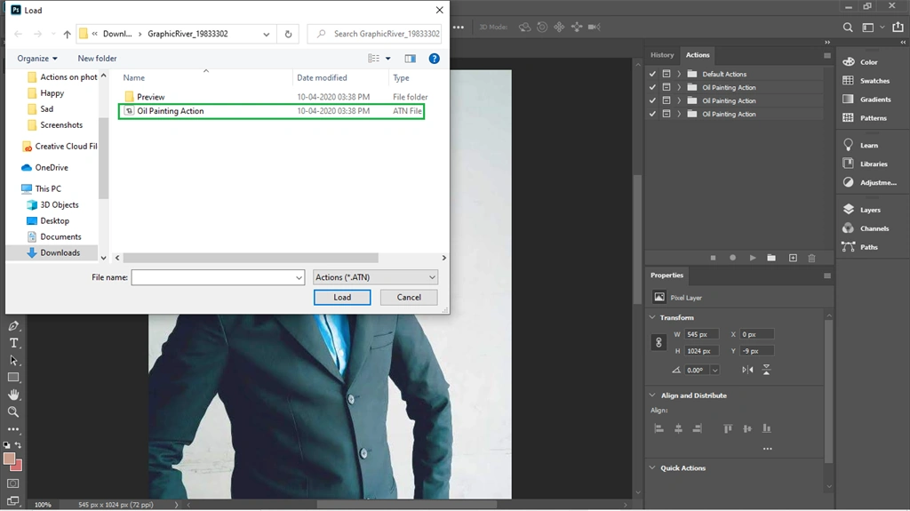 Converting An Image Into Oil Painting Using Actions In Photoshop