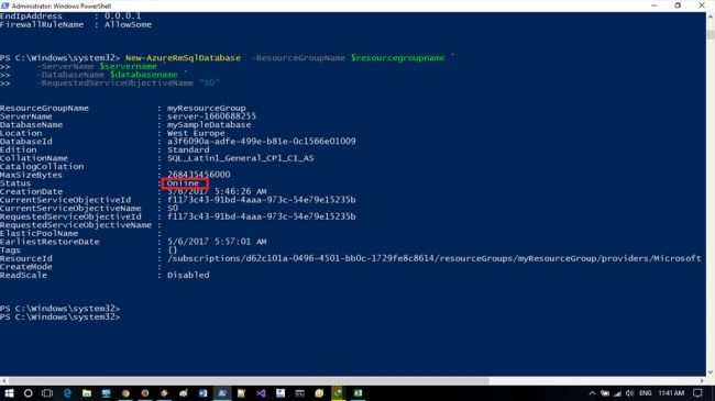 New-AzureRmSqlDatbase