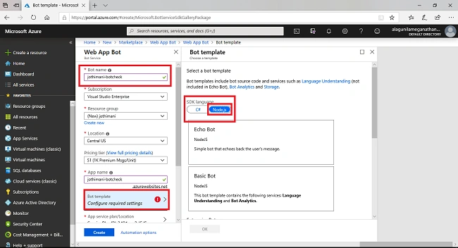 Create A Bot Using Azure Bot Service