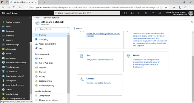 Create A Bot Using Azure Bot Service