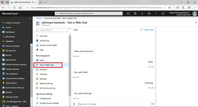 Create A Bot Using Azure Bot Service