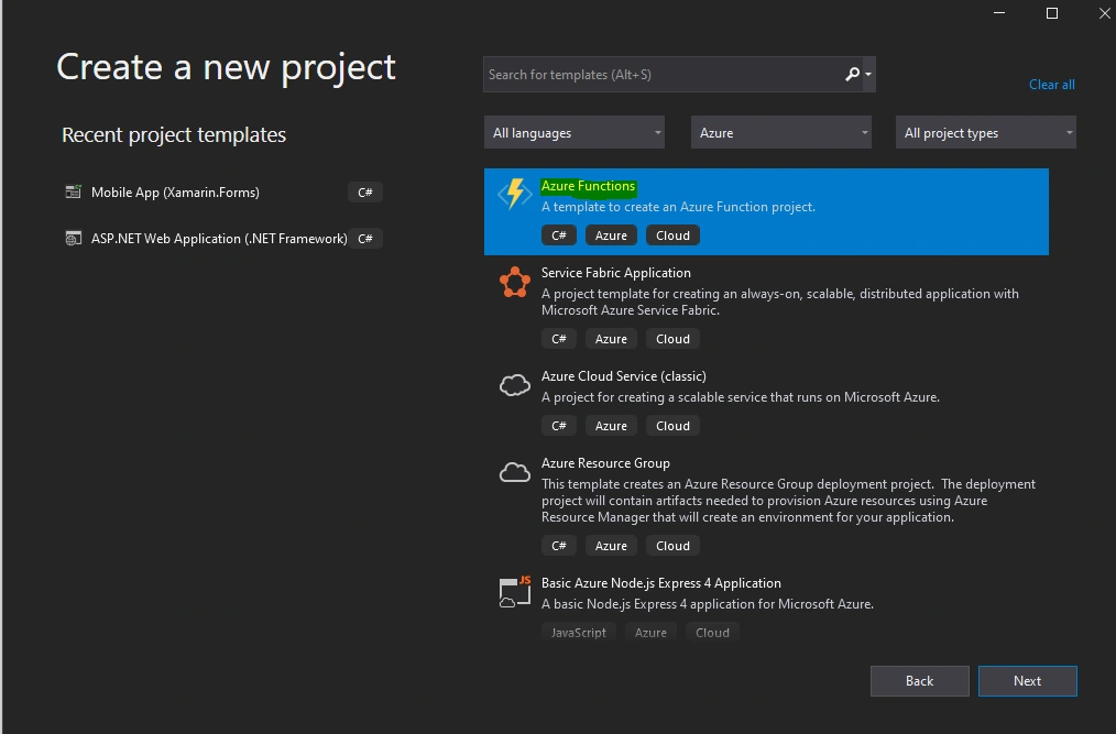 Create A C# Azure Function Using Visual Studio 2019