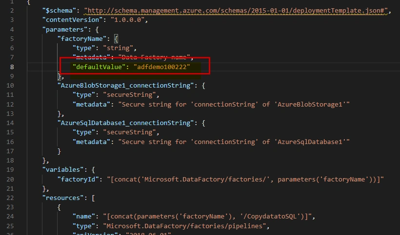Restore Azure data factory
