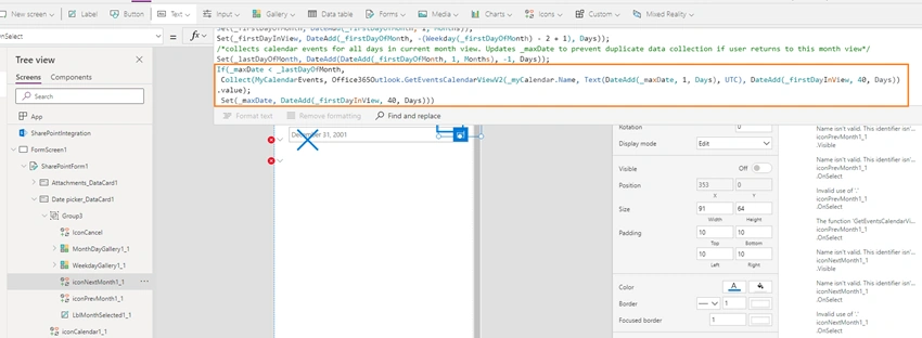 Create a custom date picker in SharePoint List forms using Power Apps