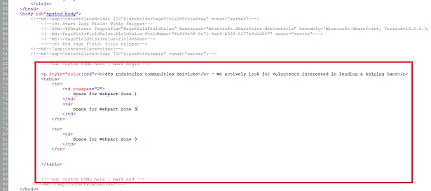 HTML table