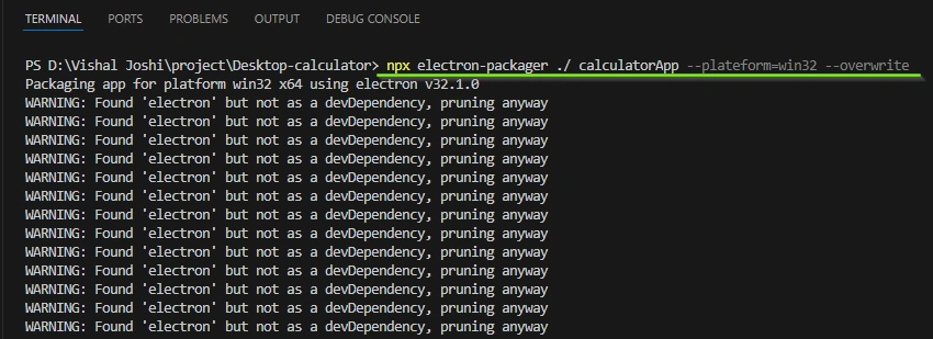 Electron package- calculator app