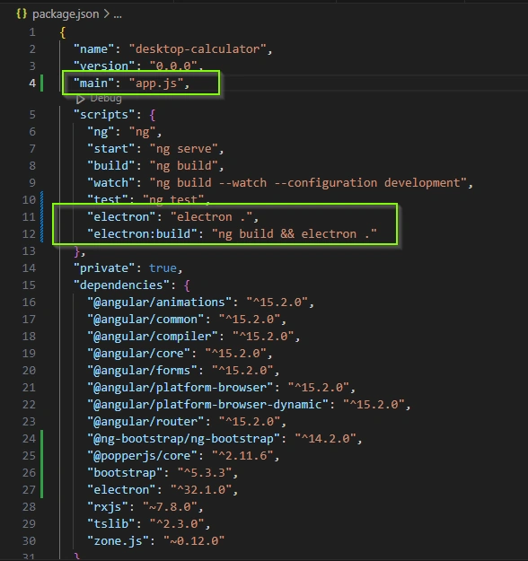 Set the Package.json file