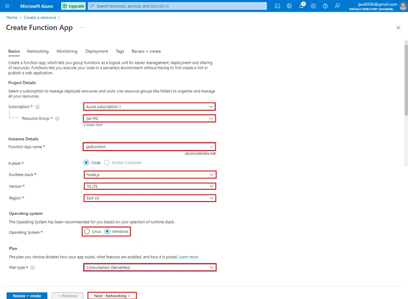 Create a Function App in Azure