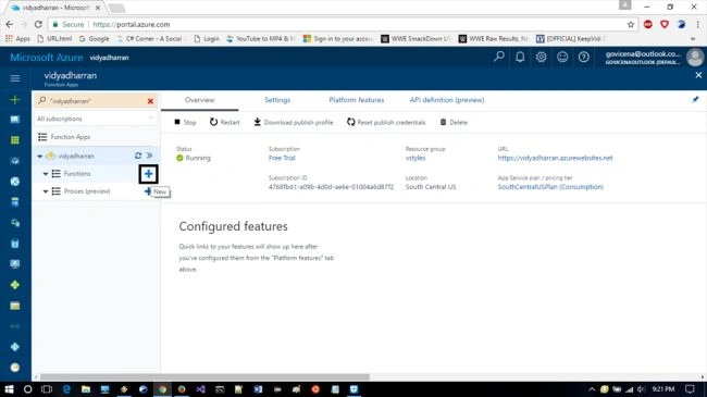 Create new Function app