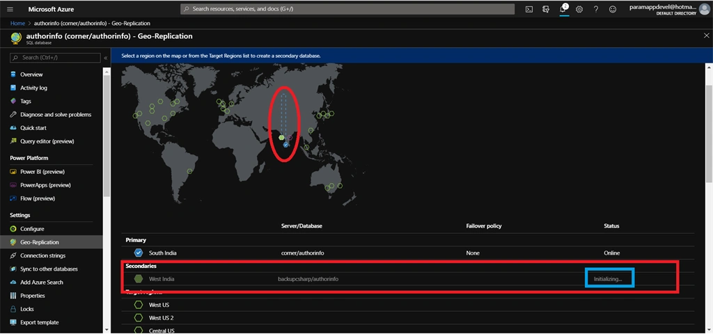 Create A Geo-Replication In Azure SQL Database