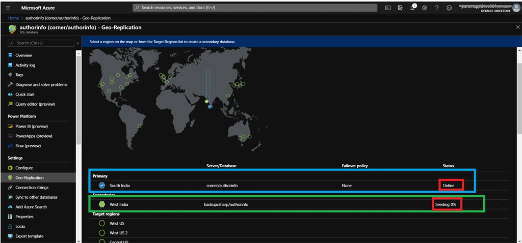 Create A Geo-Replication In Azure SQL Database