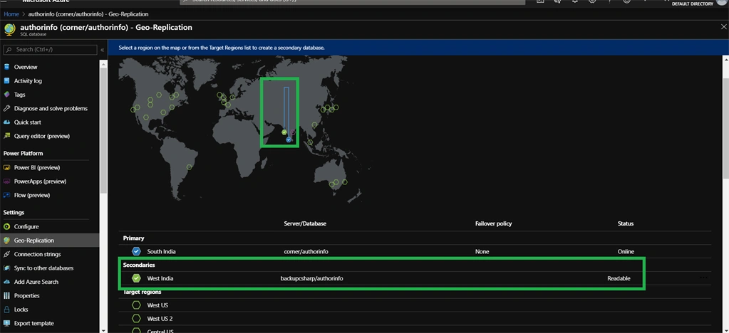 Create A Geo-Replication In Azure SQL Database