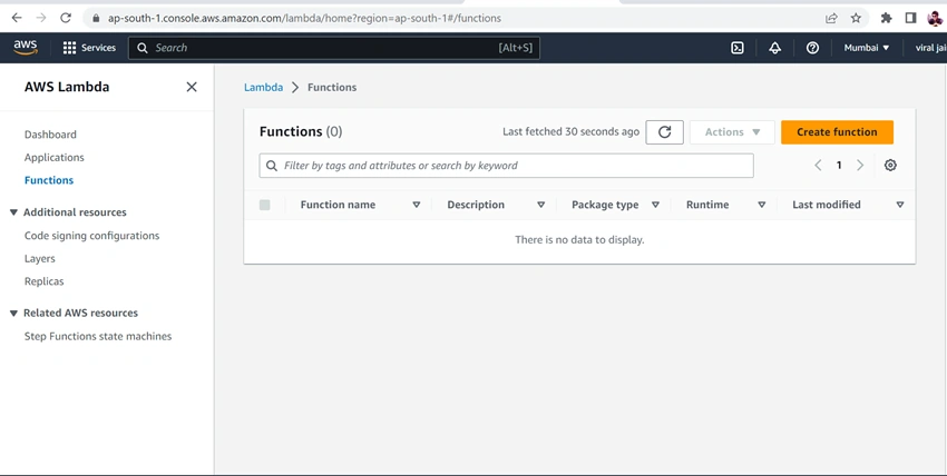 Create a Lambda function with AWS console