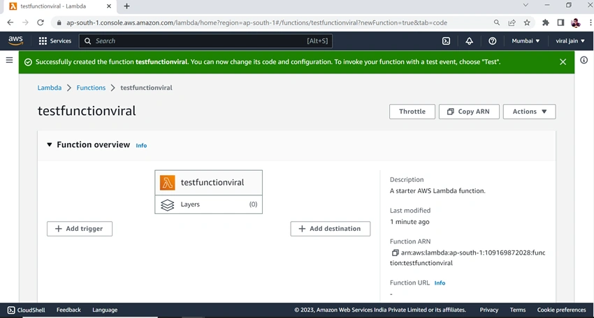 Create a Lambda function with AWS console