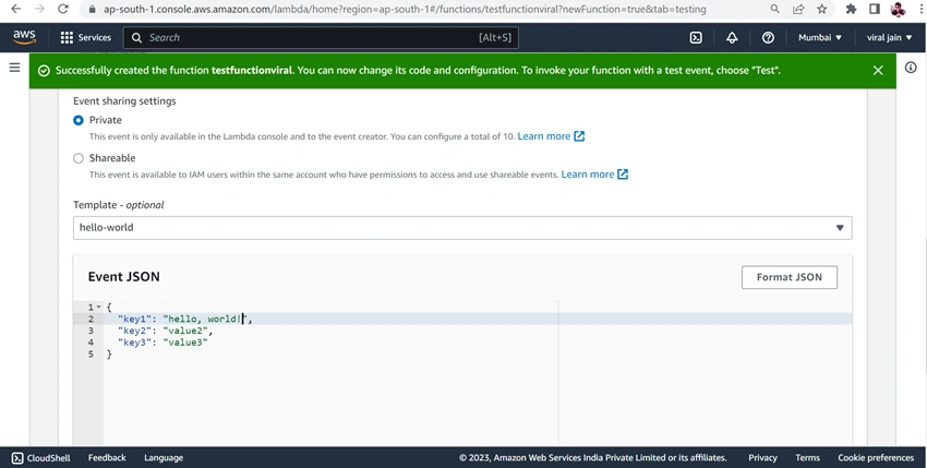 Create a Lambda function with AWS console
