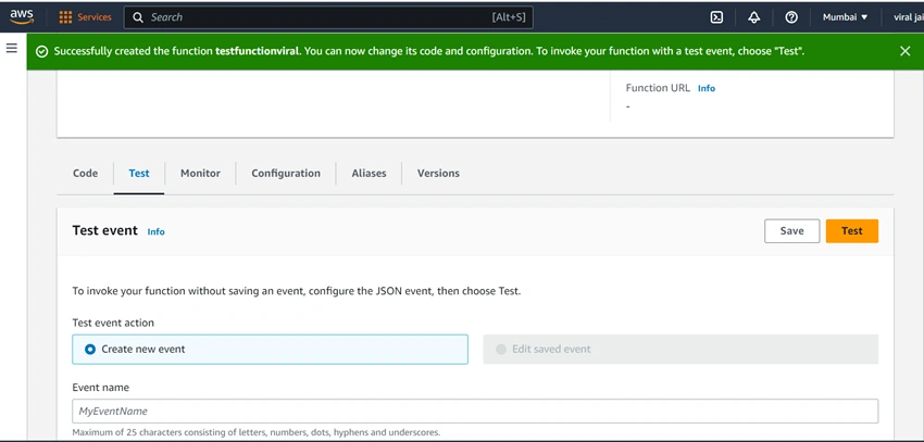 Create a Lambda function with AWS console
