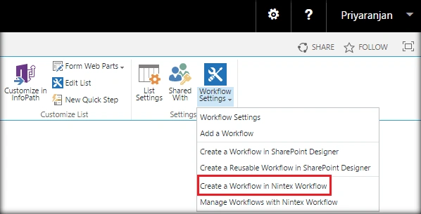 Create a Workflow in Nintex Workflow