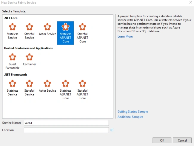 Create a MicroService in ASP.NET Core using Azure Service Fabric