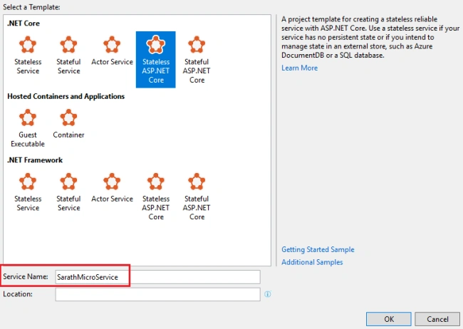 Create a MicroService in ASP.NET Core using Azure Service Fabric