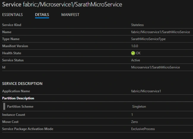 Create a MicroService in ASP.NET Core using Azure Service Fabric