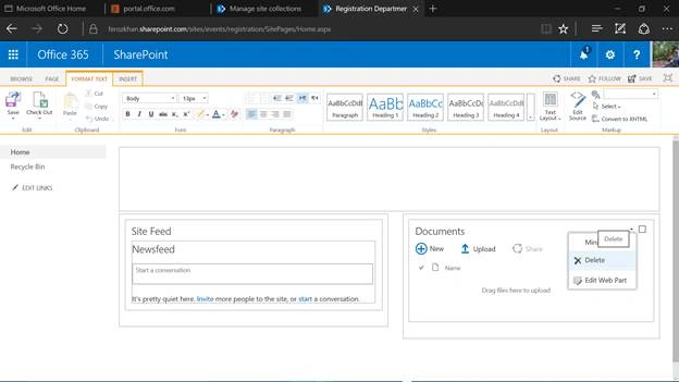 Site feed panel