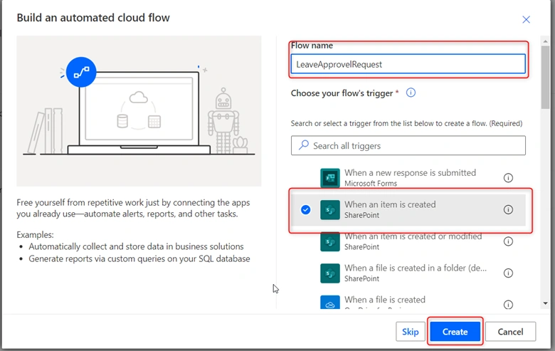 Build Automated cloud flow