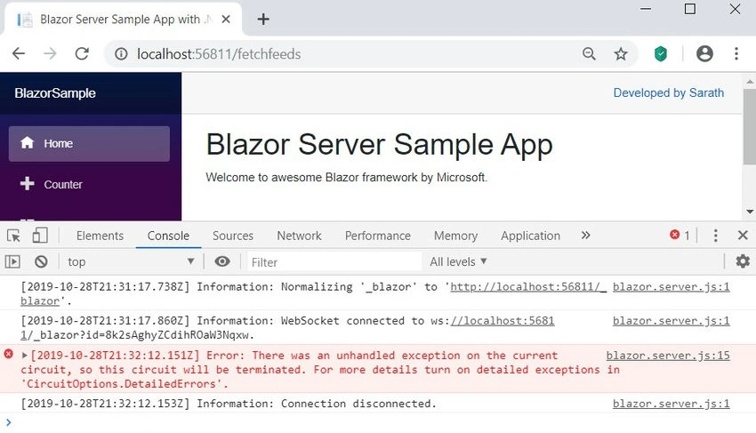 Developer console