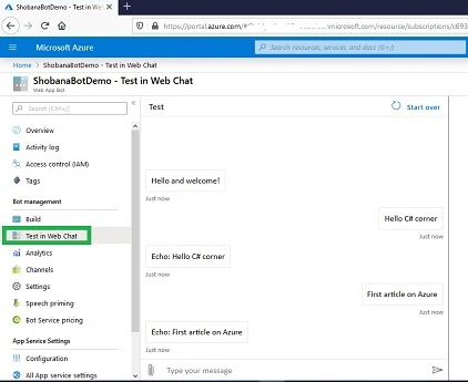 Test in web Chat