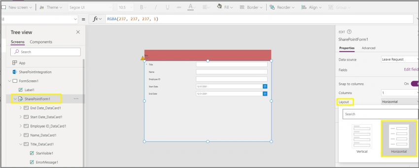 Create a Customized PowerApps Form