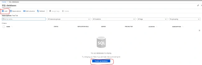 Create a SQL database in the Azure portal