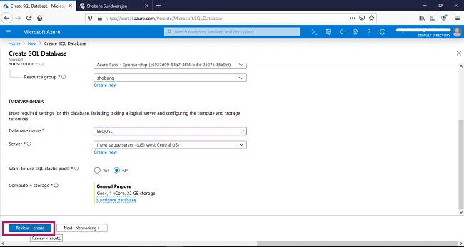 Create Your SQL Database In Azure Portal