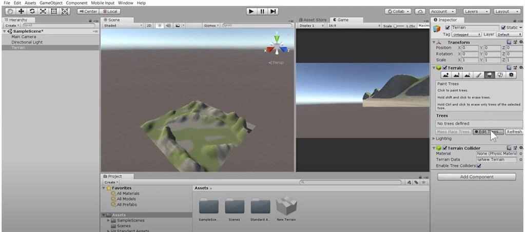 Create A Terrain, Add Trees And Grass In Unity