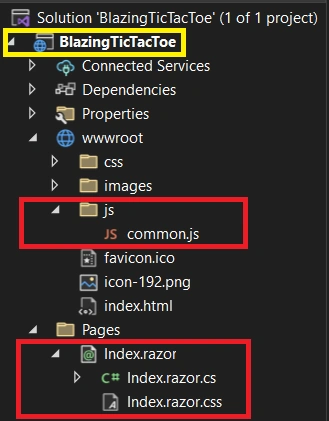 File structure for 'Blazing Tic Tac Toe