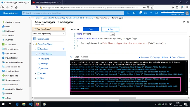 Create A Time-Triggered Functions Using Function App