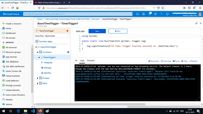 Create A Time-Triggered Functions Using Function App