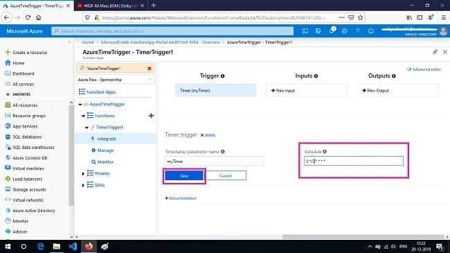 Create A Time-Triggered Functions Using Function App