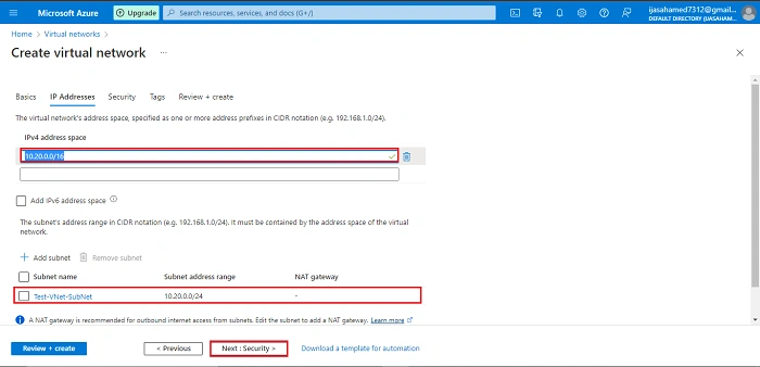 Create a Virtual Network in Azure Portal