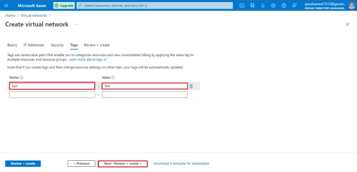 Create a Virtual Network in Azure Portal