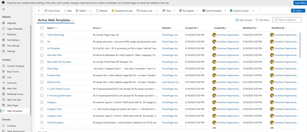 Power Pages Portal management