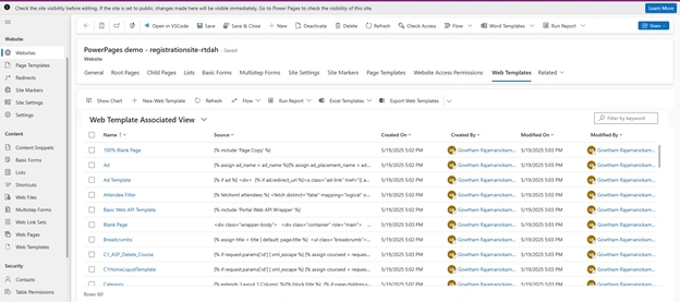 Web templates