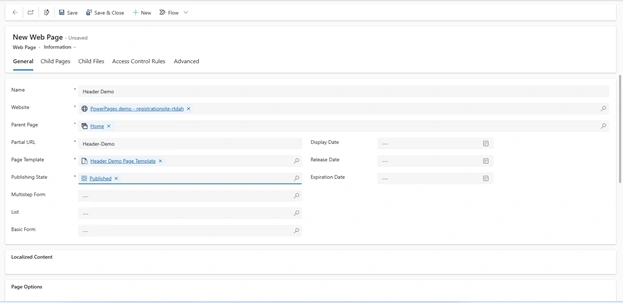 New web template