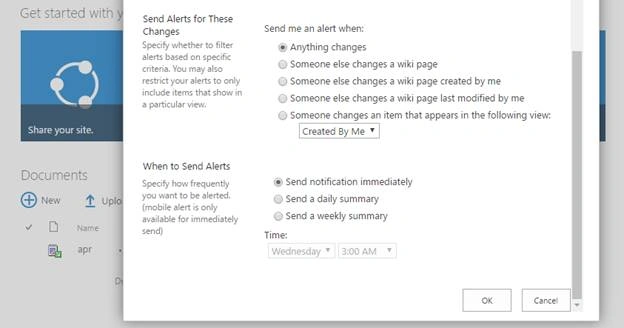 SharePoint alert