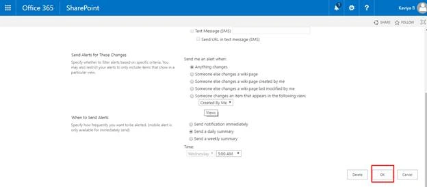 Alert changes