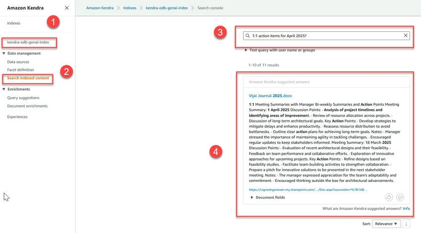Search indexed content