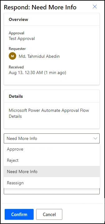 Figure 7: Approval Panel