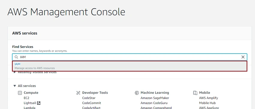 Create an AWS IAM account to deploy our applications with ASP.NET
